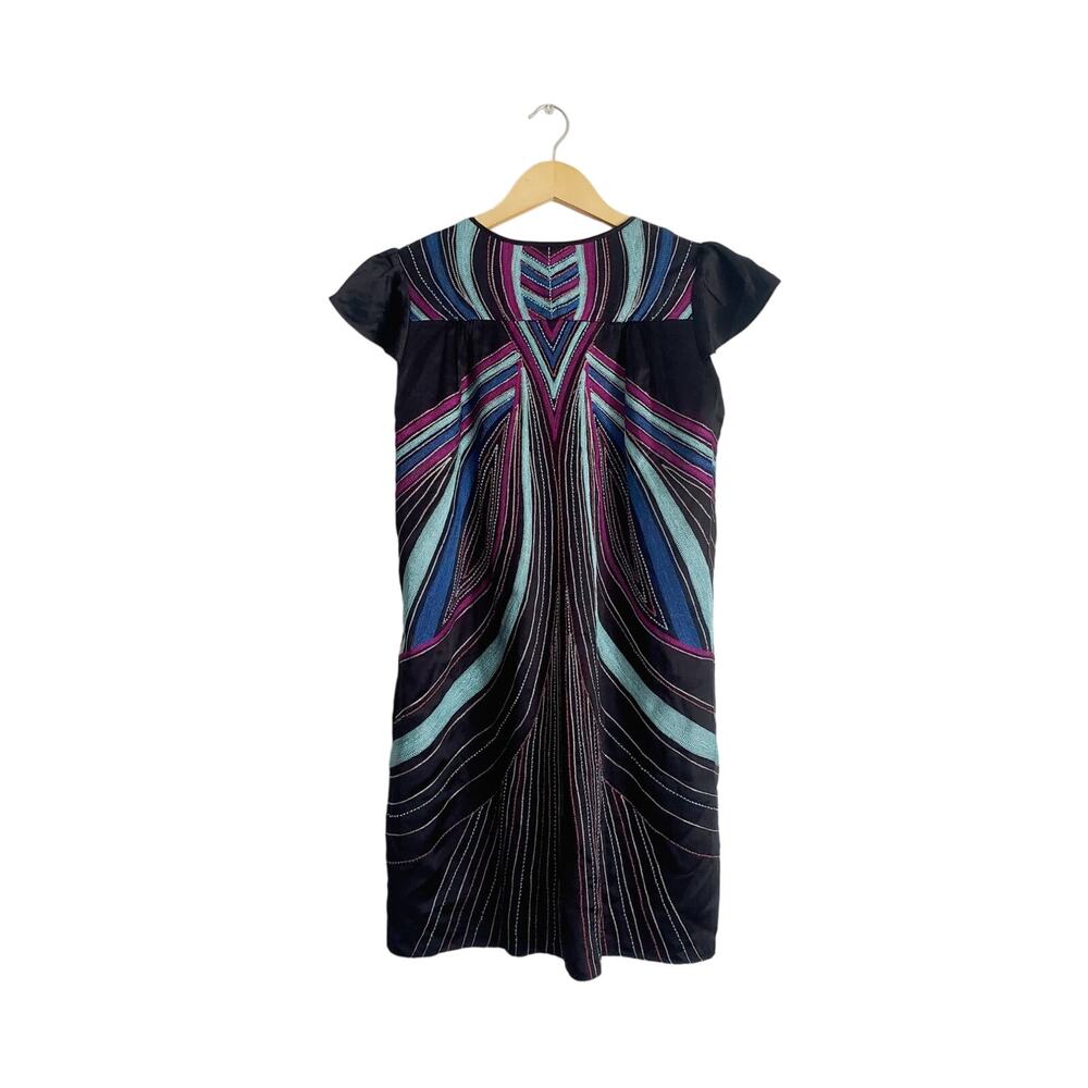 Christiane Celle Calypso 100% Silk Embroidered & Beaded Mini Dress Size Small - Picture 2 of 6